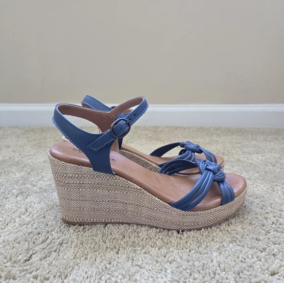 Sundance Wedge Sandals Womens EU 41 US 10-10.5 Blue Braided Leather - Picture 3 of 10